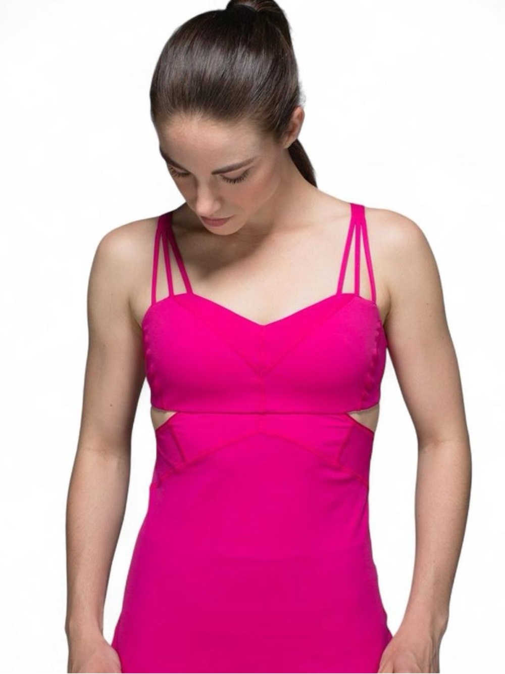 Lululemon Pink Strappy Built-In Bra Tank Top Size 10 Athletic Yoga Gym